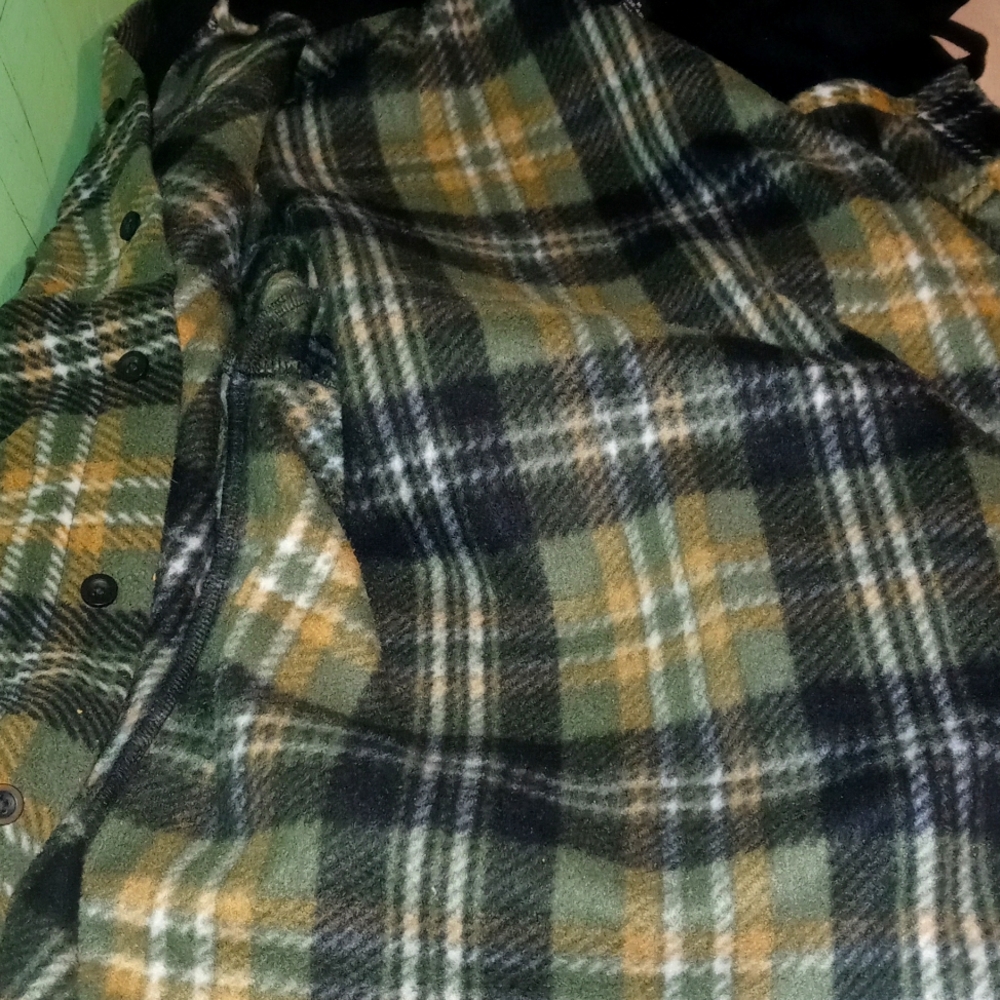 Vintage patterned oversized button up w/hood